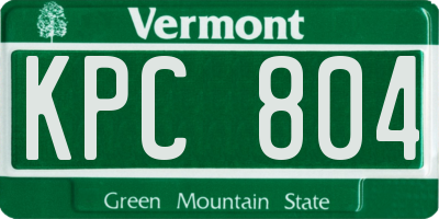 VT license plate KPC804