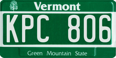 VT license plate KPC806