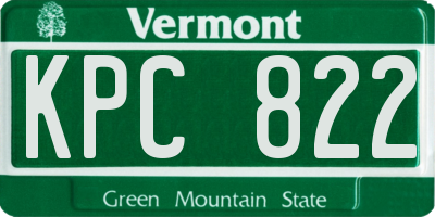 VT license plate KPC822