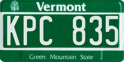 VT license plate KPC835