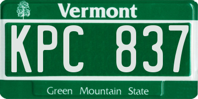 VT license plate KPC837