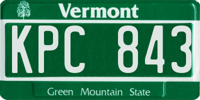 VT license plate KPC843