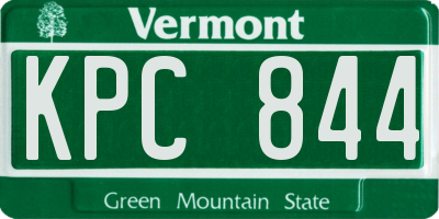 VT license plate KPC844