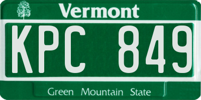 VT license plate KPC849