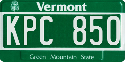 VT license plate KPC850