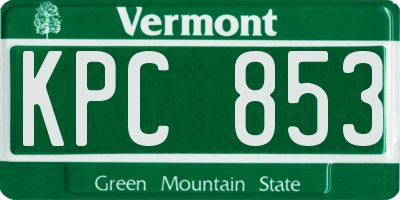 VT license plate KPC853