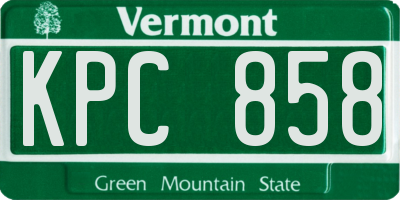 VT license plate KPC858