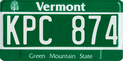 VT license plate KPC874