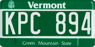 VT license plate KPC894