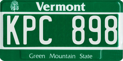 VT license plate KPC898
