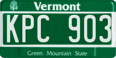 VT license plate KPC903