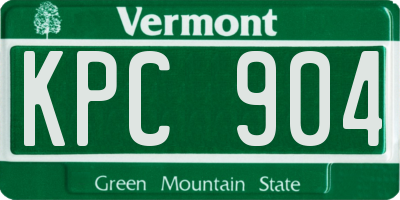 VT license plate KPC904