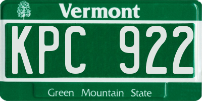 VT license plate KPC922