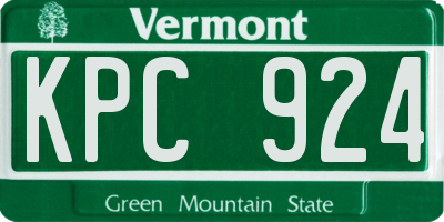 VT license plate KPC924