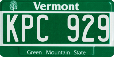 VT license plate KPC929
