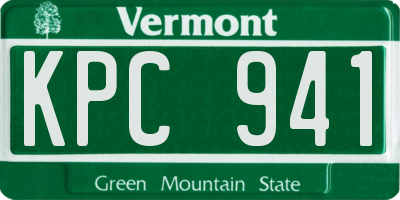 VT license plate KPC941