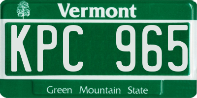 VT license plate KPC965