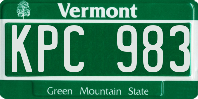 VT license plate KPC983