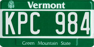 VT license plate KPC984