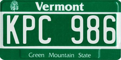 VT license plate KPC986