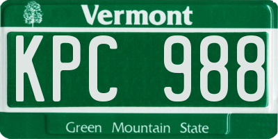 VT license plate KPC988