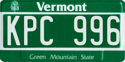 VT license plate KPC996