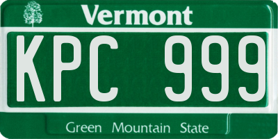 VT license plate KPC999