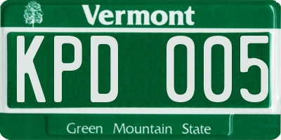 VT license plate KPD005