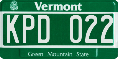 VT license plate KPD022