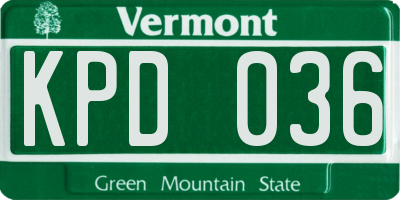 VT license plate KPD036