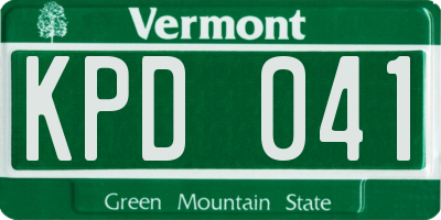VT license plate KPD041