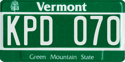VT license plate KPD070