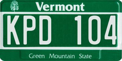 VT license plate KPD104