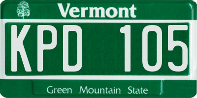 VT license plate KPD105