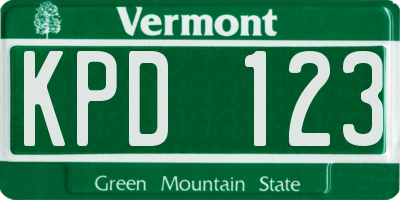 VT license plate KPD123