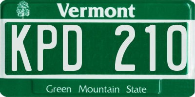 VT license plate KPD210