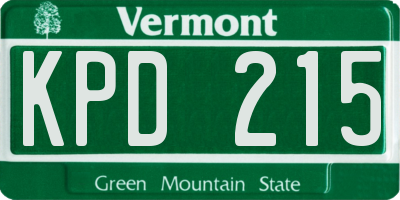 VT license plate KPD215