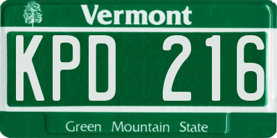 VT license plate KPD216