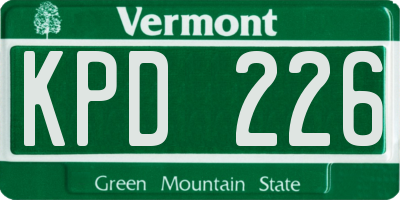 VT license plate KPD226