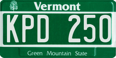 VT license plate KPD250