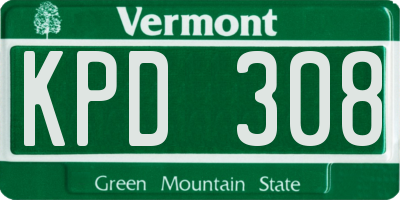 VT license plate KPD308