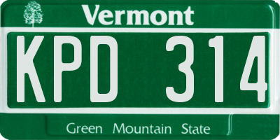 VT license plate KPD314