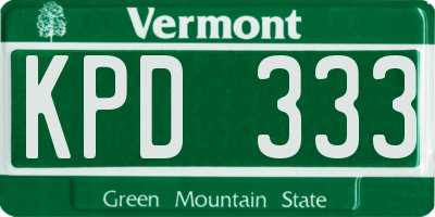 VT license plate KPD333
