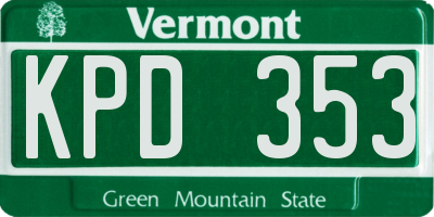 VT license plate KPD353