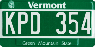 VT license plate KPD354
