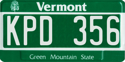 VT license plate KPD356