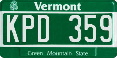 VT license plate KPD359