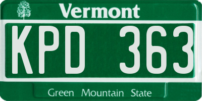 VT license plate KPD363
