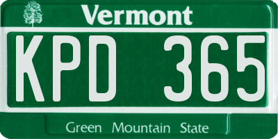 VT license plate KPD365