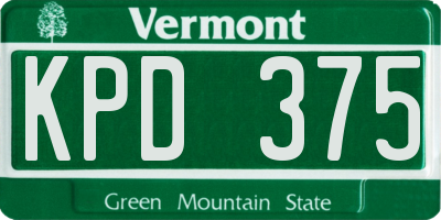 VT license plate KPD375